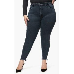 Good American Good Curve raw hem skinny dark blue black jeans size 22